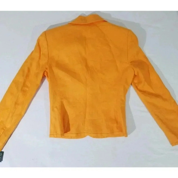 Lauren Ralph Lauren Hibiscus Linen Blazer Jacket Womens 4 Orange Mango New $210 - Picture 7 of 8